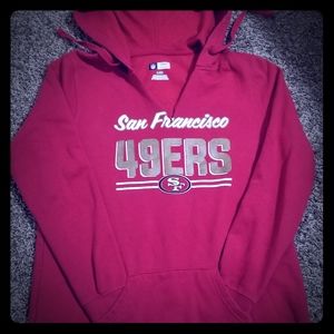 49er hoodie with ripped slit in front